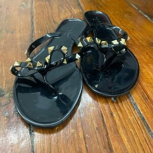 Stylish Black and Gold Women's Sandals